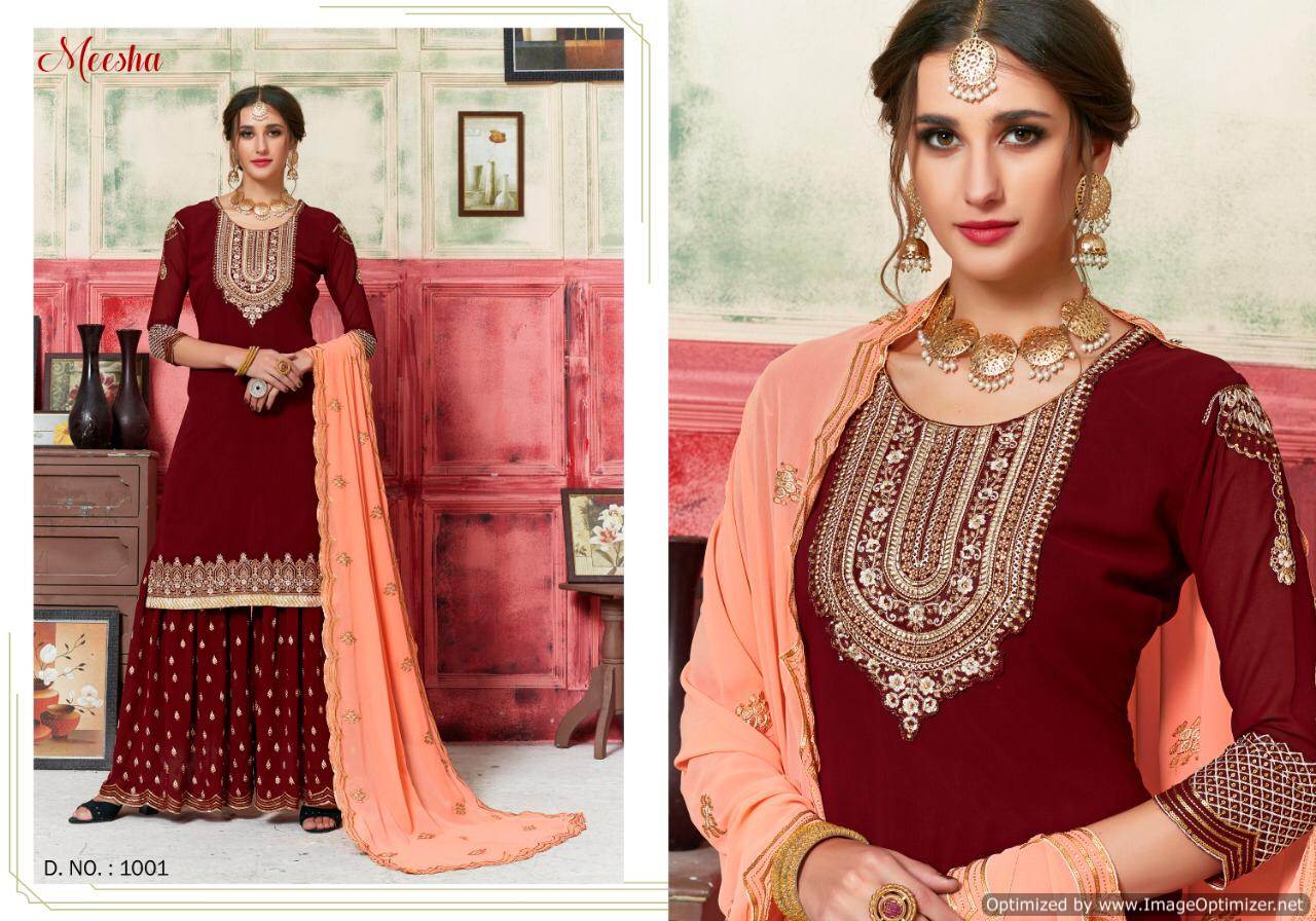 Meesha Vol 1 By Kesari Georgette Sharara Suits Collection