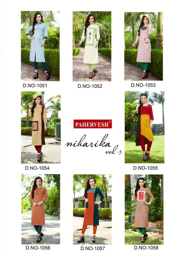 Niharika Vol-3 By Pahervesh Causal Kurtis Catalogue