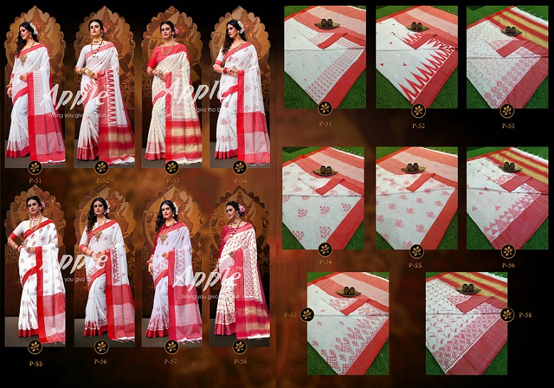 Pooja By Apple Designer Linen Saree Catalogue
