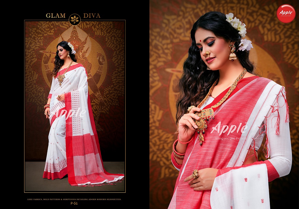 Pooja By Apple Designer Linen Saree Catalogue