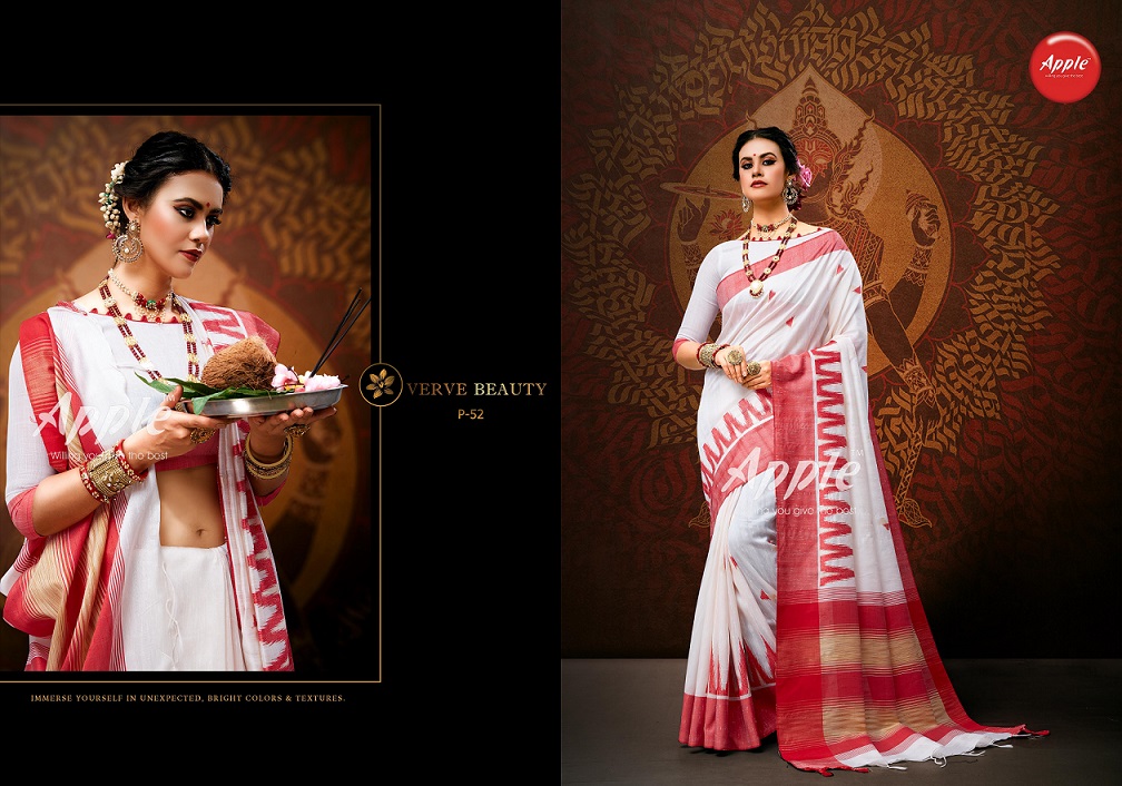 Pooja By Apple Designer Linen Saree Catalogue