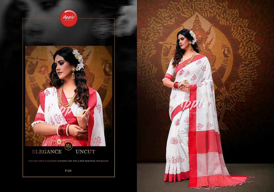 Pooja By Apple Designer Linen Saree Catalogue