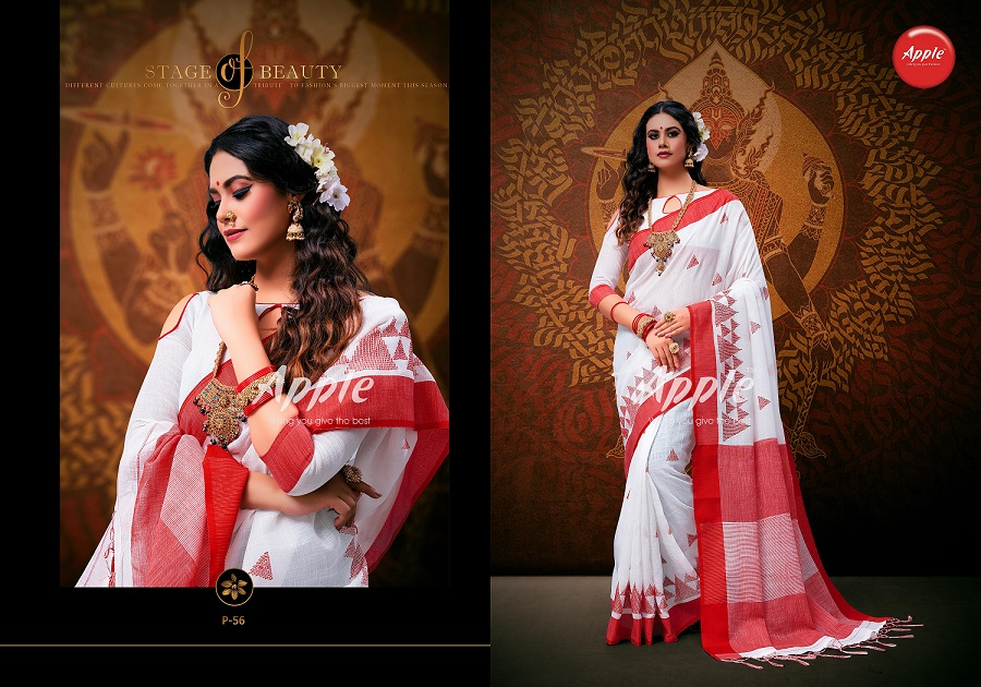 Pooja By Apple Designer Linen Saree Catalogue