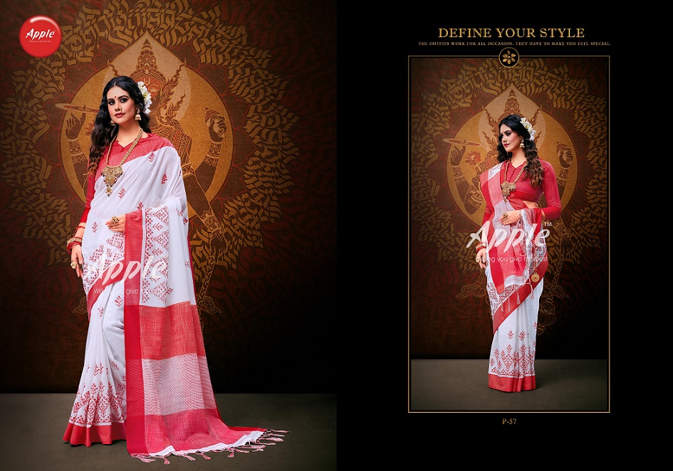 Pooja By Apple Designer Linen Saree Catalogue