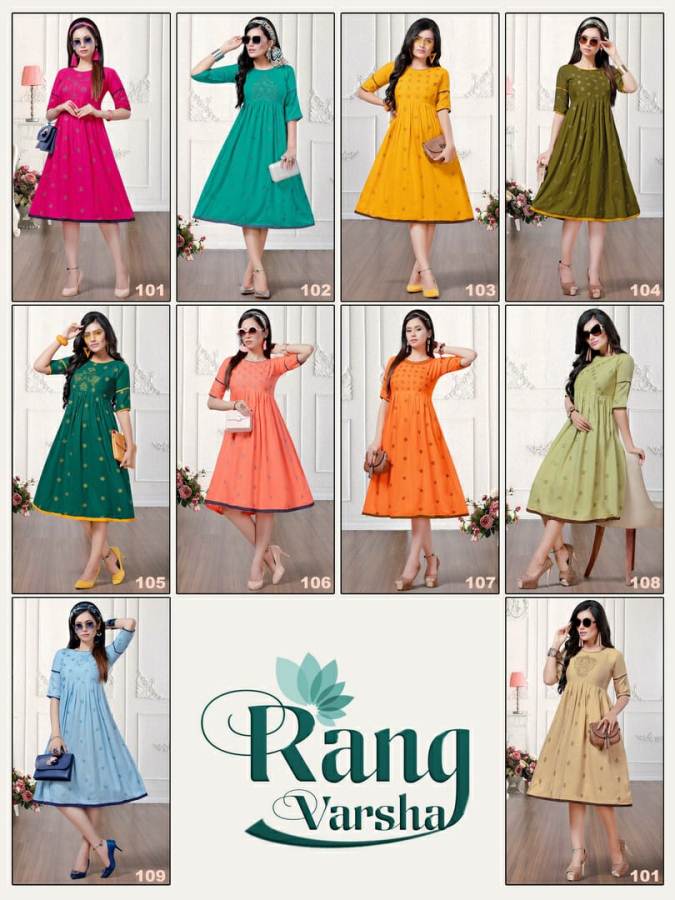 Rang Varsha By Kinti Rayon Designer Printed Kurti Collection
