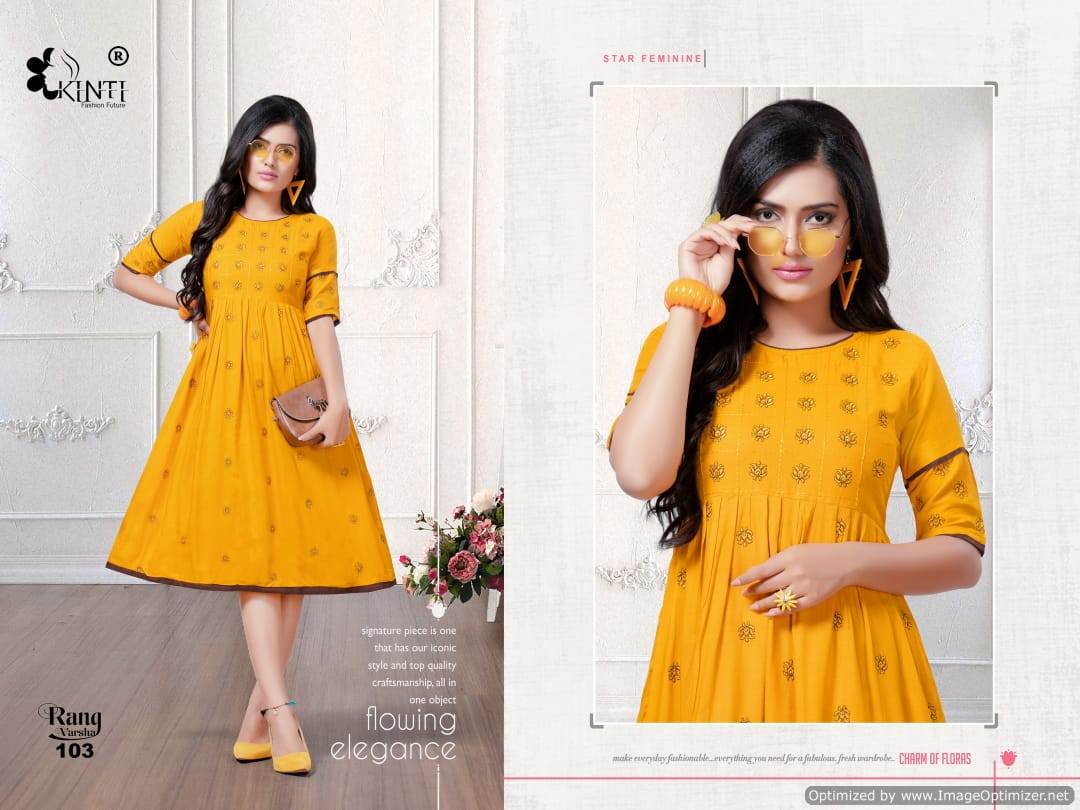 Rang Varsha By Kinti Rayon Designer Printed Kurti Collection
