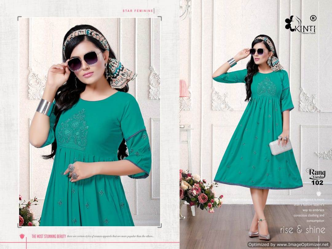 Rang Varsha By Kinti Rayon Designer Printed Kurti Collection