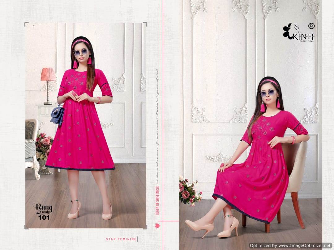 Rang Varsha By Kinti Rayon Designer Printed Kurti Collection