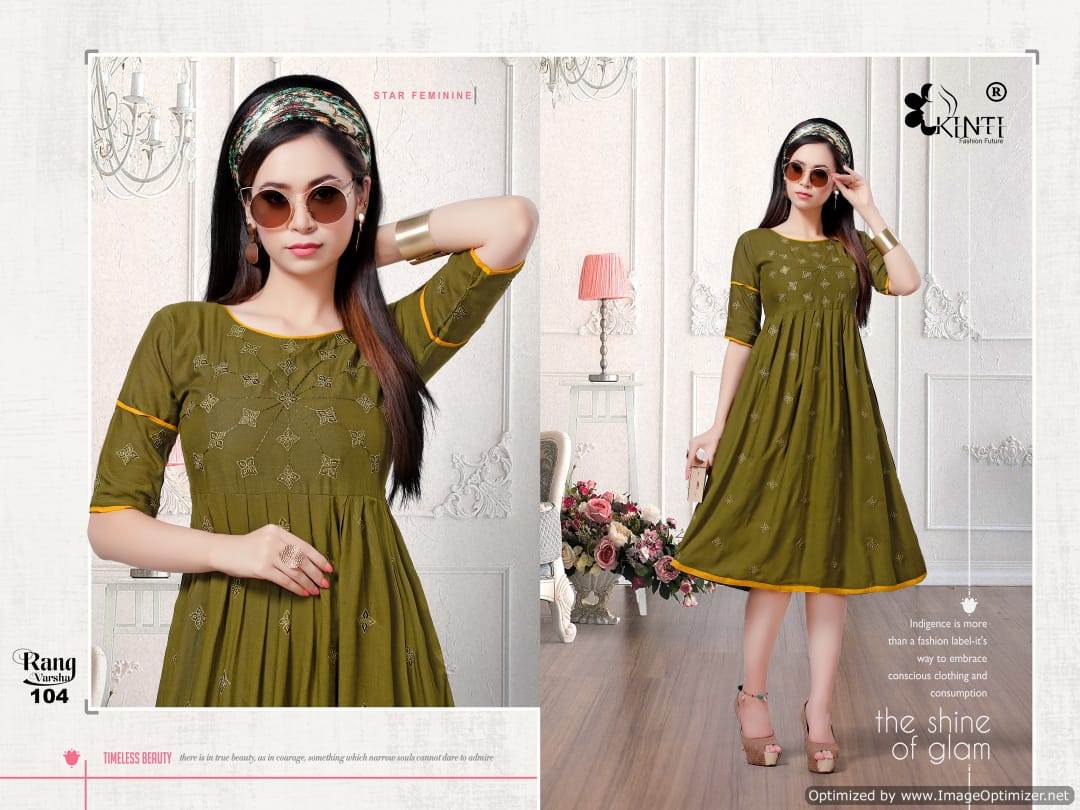 Rang Varsha By Kinti Rayon Designer Printed Kurti Collection