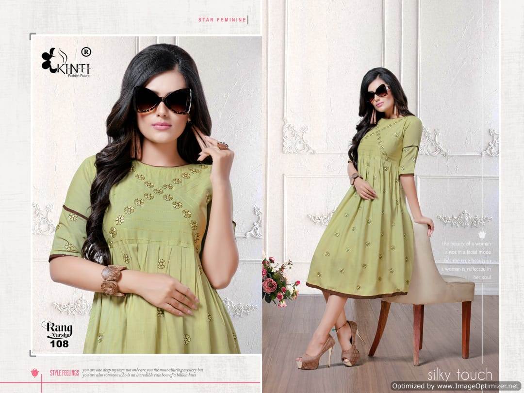 Rang Varsha By Kinti Rayon Designer Printed Kurti Collection