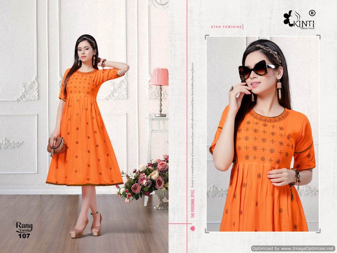 Rang Varsha By Kinti Rayon Designer Printed Kurti Collection