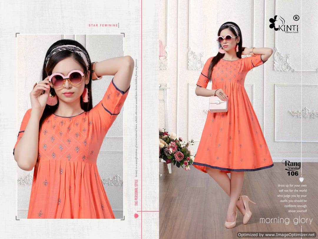 Rang Varsha By Kinti Rayon Designer Printed Kurti Collection