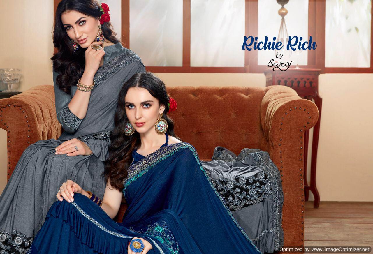 Richie Rich By  Saroj Designer Lycra Sarees Catalogue