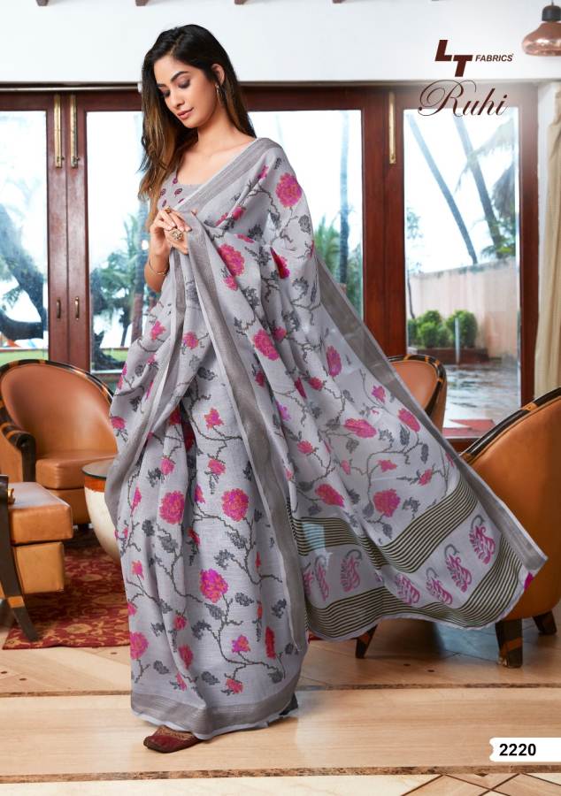 Ruhi By Lt Linen Silk Designer Printed Saree Catalogue