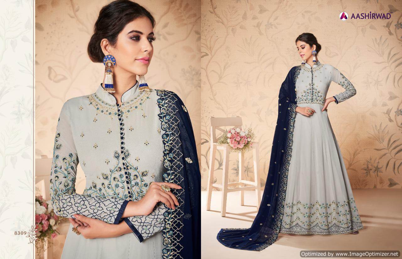 Saloni By Aashirwad Georgette Heavy Designer Salwar Suits Catalogue