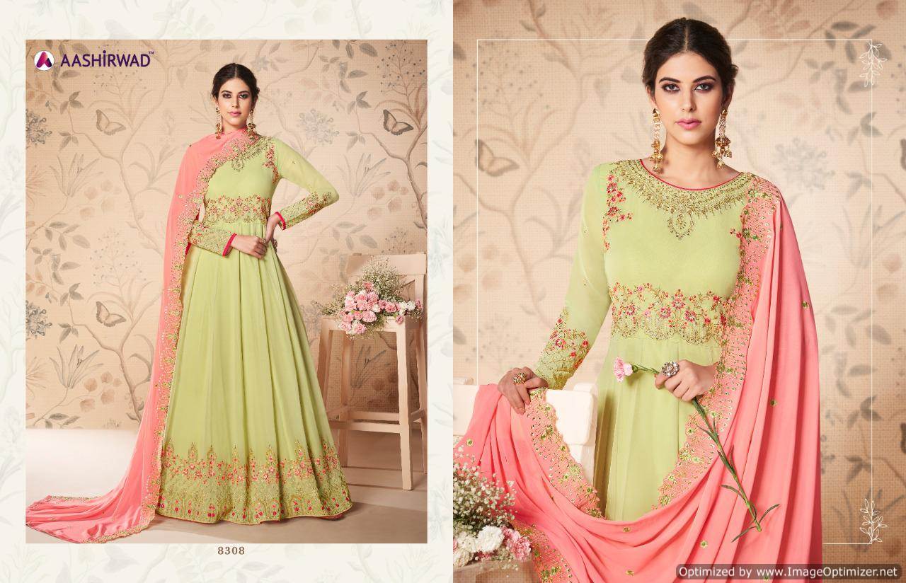 Saloni By Aashirwad Georgette Heavy Designer Salwar Suits Catalogue