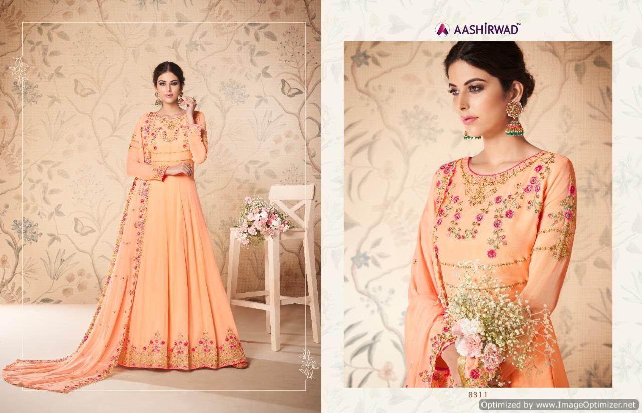 Saloni By Aashirwad Georgette Heavy Designer Salwar Suits Catalogue
