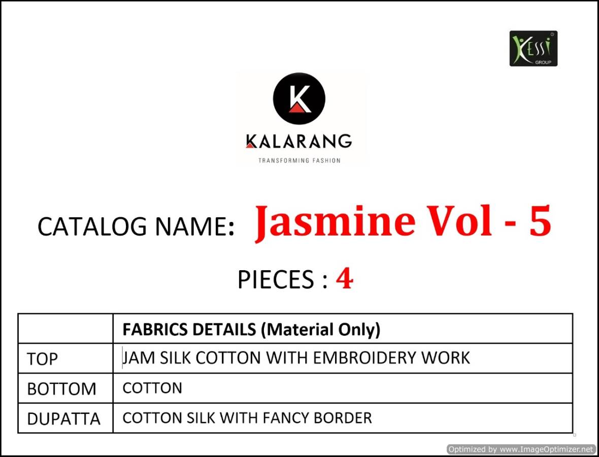 Kalarang Present Jasmine Vol 5 Cotton Dress Material Collection