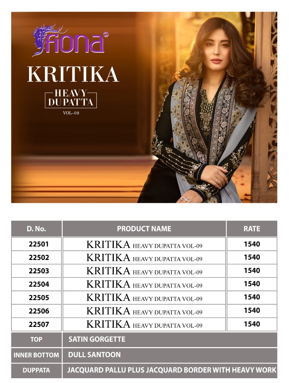 Kritika By  Fiona Heavy Dupatta  Designer Salwar Suits Catalogue