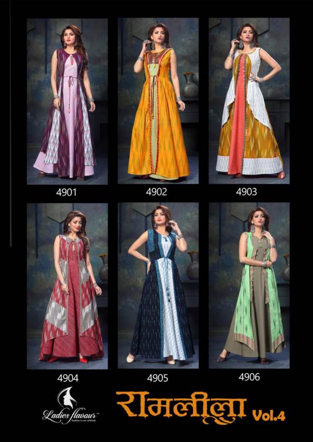 Ram Leela Vol 4 Ladies Flavour Shrug Style Navratri Special Designer Kurtis Catalogue