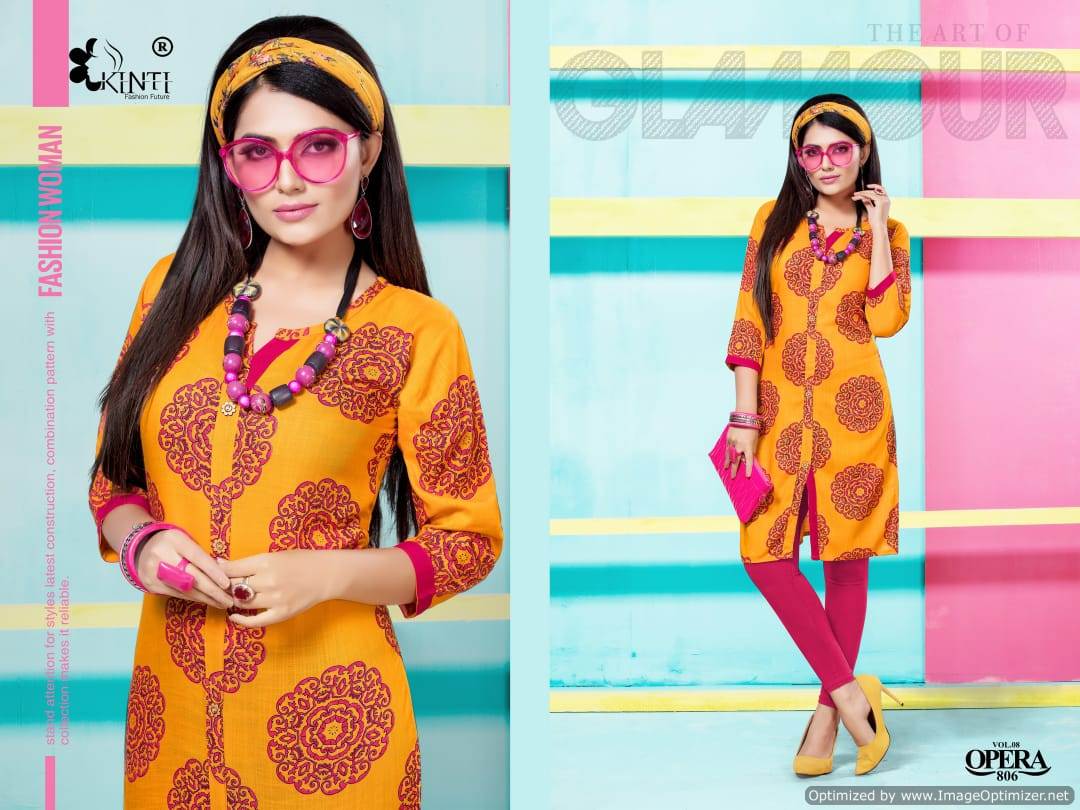 Opera Vol 8 By Kinti  Rayon Printed Kurti Collection