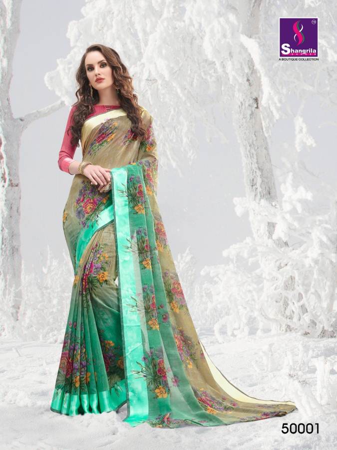 Shangrila Present Jura Cotton Printed Linen Cotton Saree Collection