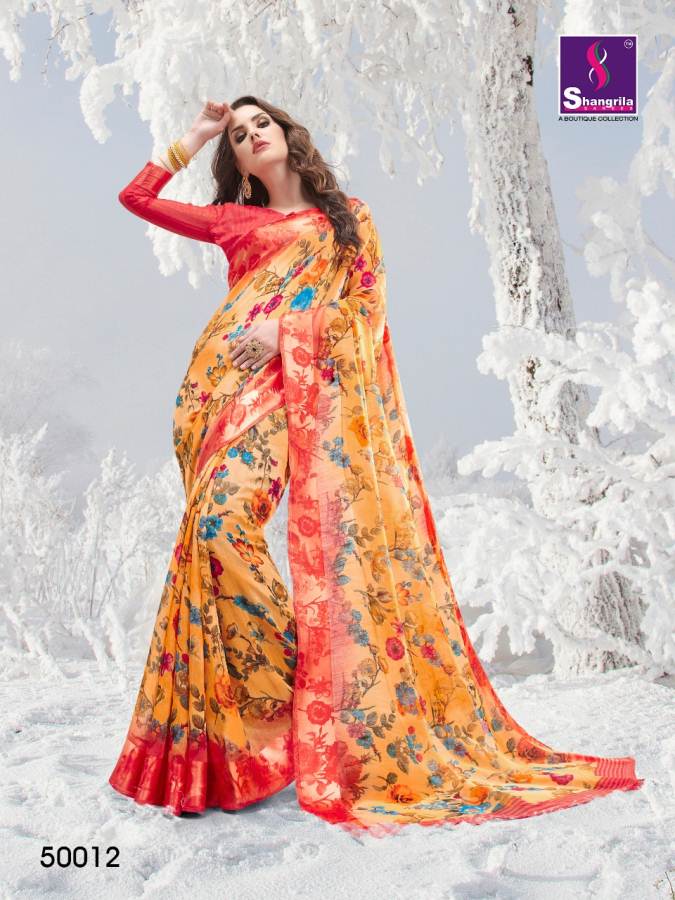 Shangrila Present Jura Cotton Printed Linen Cotton Saree Collection
