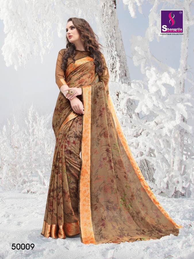 Shangrila Present Jura Cotton Printed Linen Cotton Saree Collection