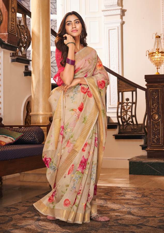 Shangrila Present Senorita Rich Linen Saree Collection .