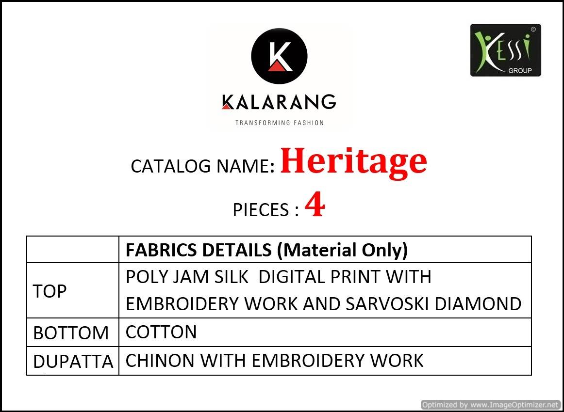 Heritage By Kalarang Designer Dress Material Catalogue