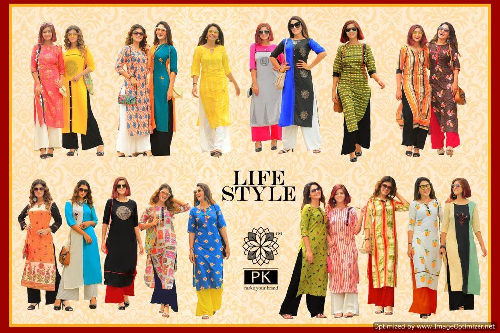 Lifestyle By Aradhna Rayon Printed Kurtis Catalogue