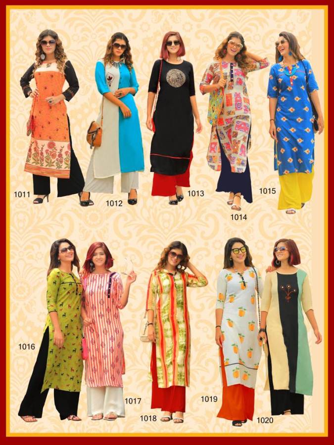 Lifestyle By Aradhna Rayon Printed Kurtis Catalogue