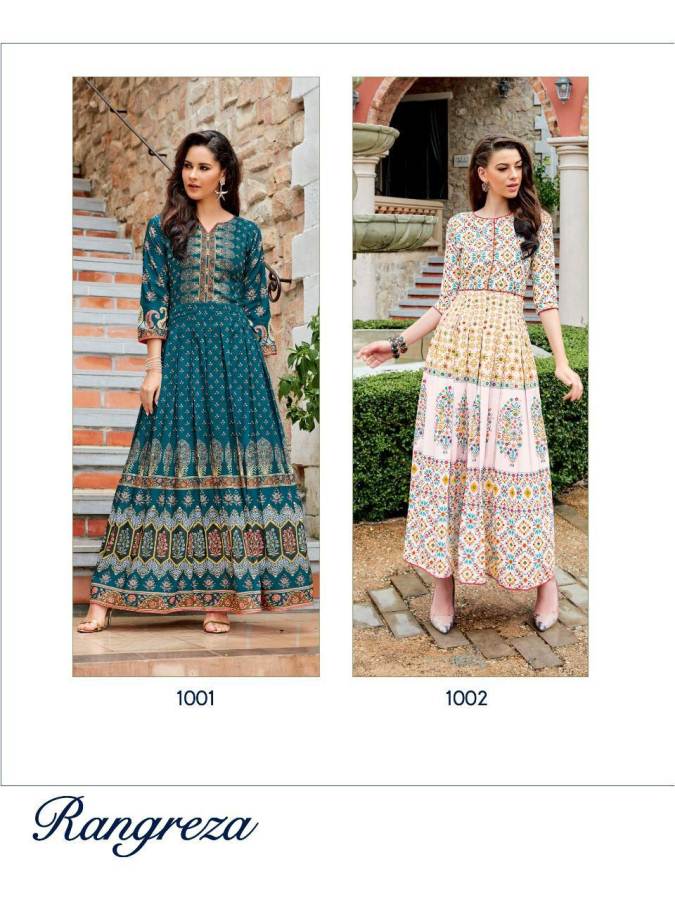 Rangreza By Ladies Flavour Muslin Digital Printed Long Kurtis Catalogue