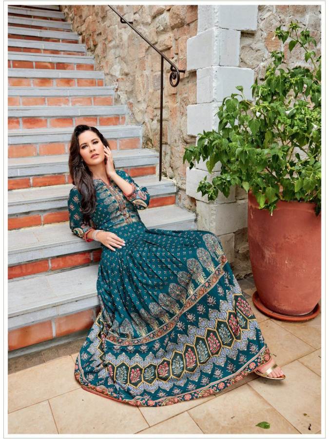 Rangreza By Ladies Flavour Muslin Digital Printed Long Kurtis Catalogue