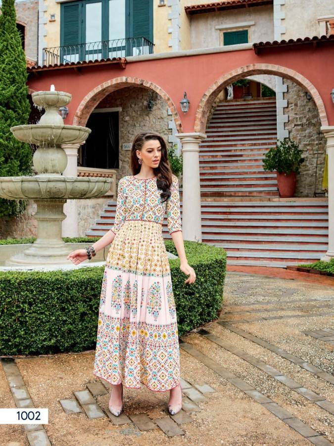Rangreza By Ladies Flavour Muslin Digital Printed Long Kurtis Catalogue