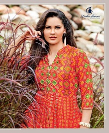 Rangreza By Ladies Flavour Muslin Digital Printed Long Kurtis Catalogue