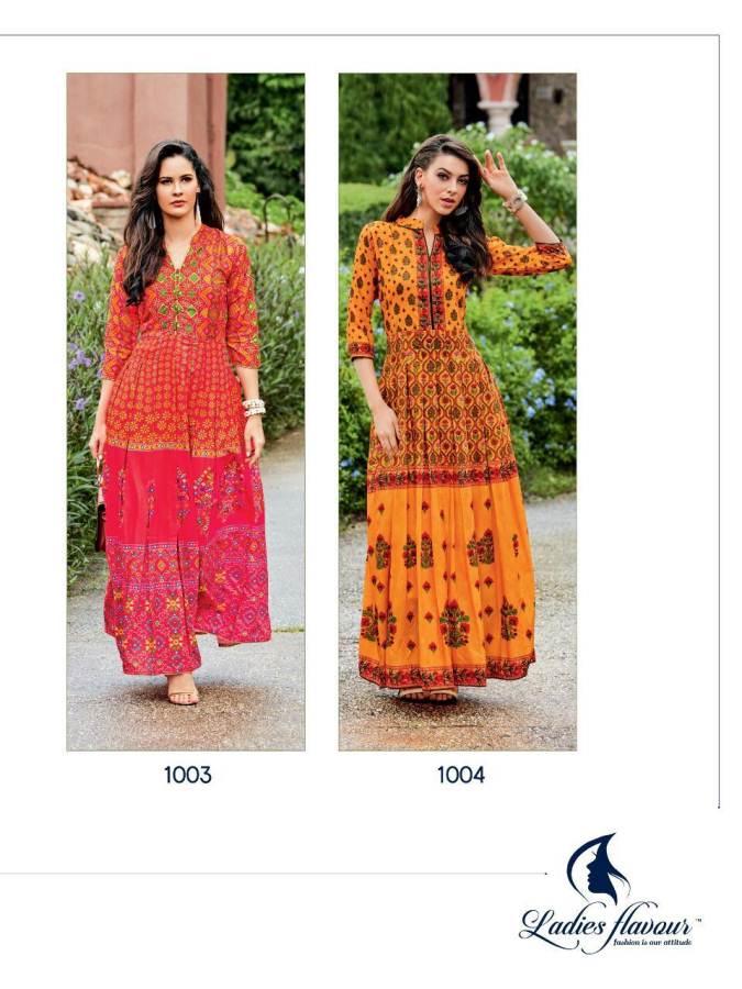 Rangreza By Ladies Flavour Muslin Digital Printed Long Kurtis Catalogue
