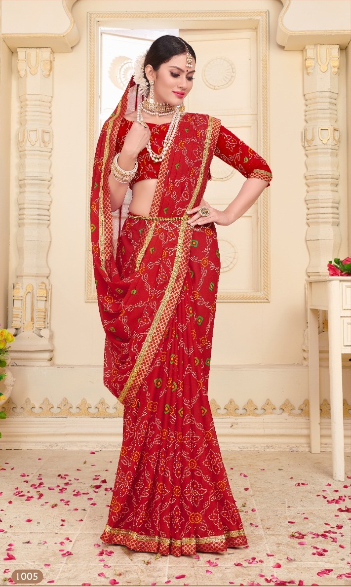 Kodas Present Bindiya Rennial Printed Leheriya Bandhani Style Sarees Catalogue