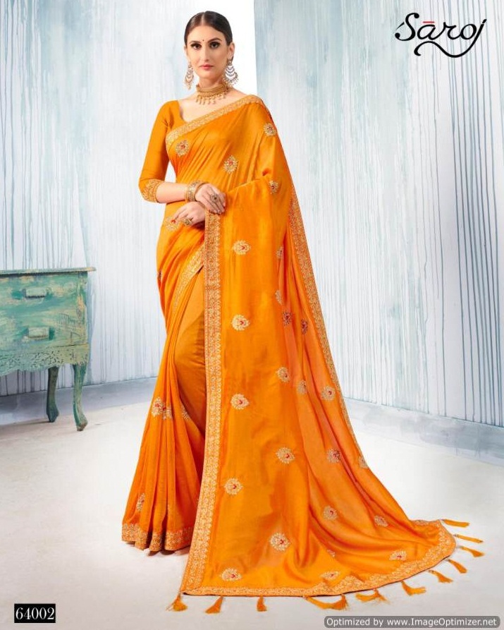 Saroj Present Deepika Festival Wear Vichitra Silk Saree Collection