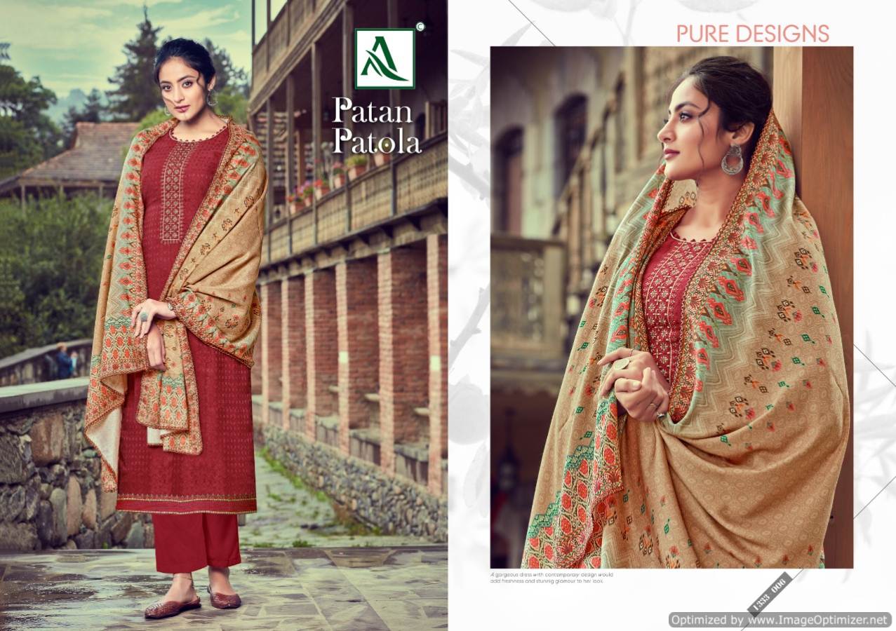 Alok By Patan Patola Pure Wool Pashmina Designer Dress Material Collection.