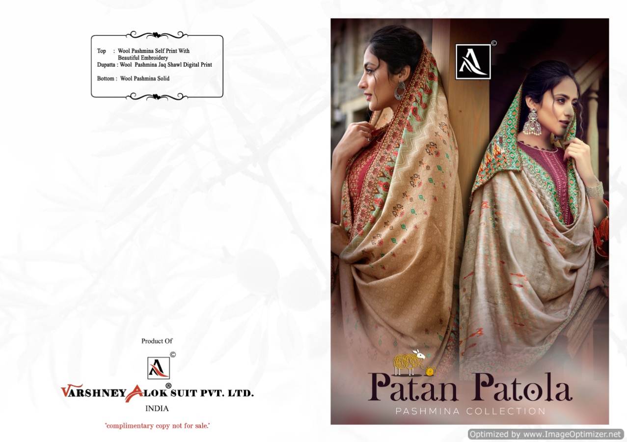 Alok By Patan Patola Pure Wool Pashmina Designer Dress Material Collection.