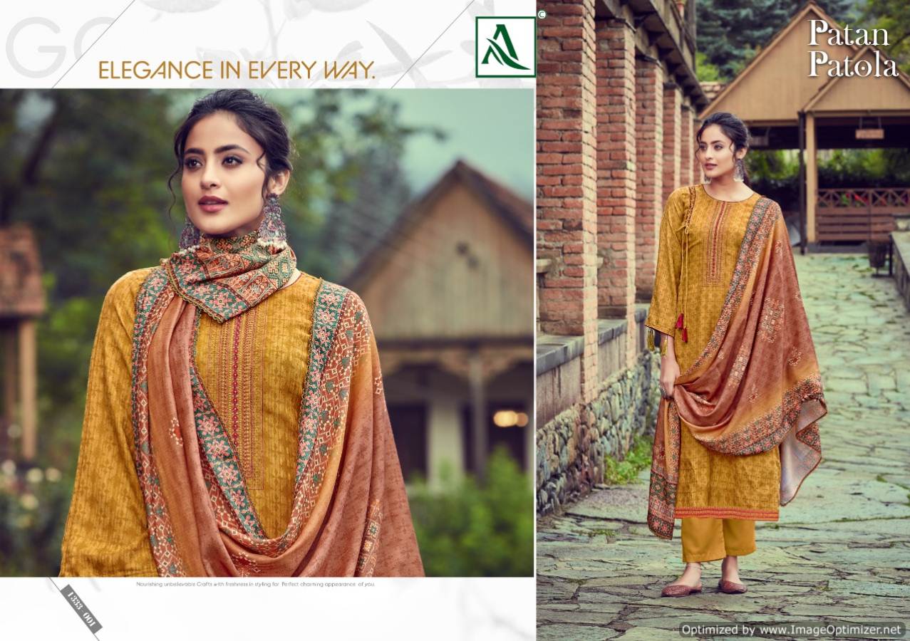 Alok By Patan Patola Pure Wool Pashmina Designer Dress Material Collection.