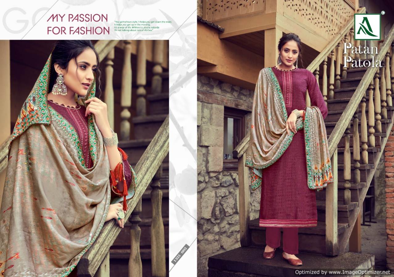 Alok By Patan Patola Pure Wool Pashmina Designer Dress Material Collection.