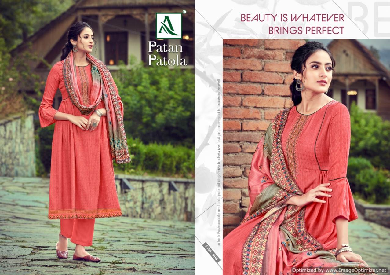 Alok By Patan Patola Pure Wool Pashmina Designer Dress Material Collection.