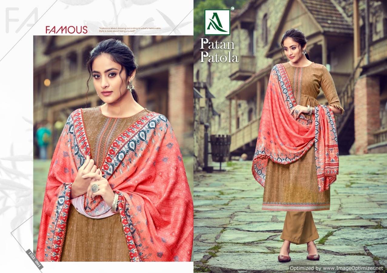 Alok By Patan Patola Pure Wool Pashmina Designer Dress Material Collection.