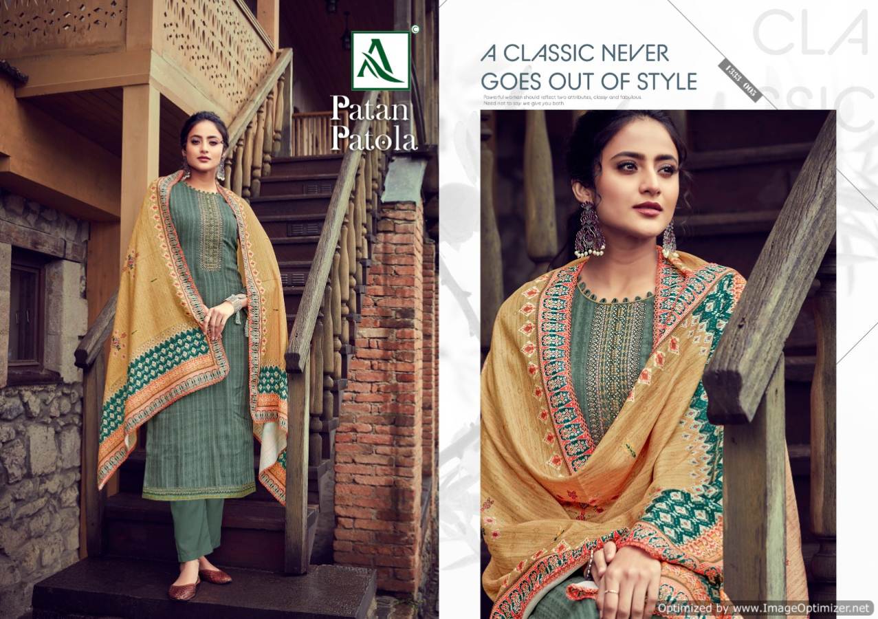 Alok By Patan Patola Pure Wool Pashmina Designer Dress Material Collection.