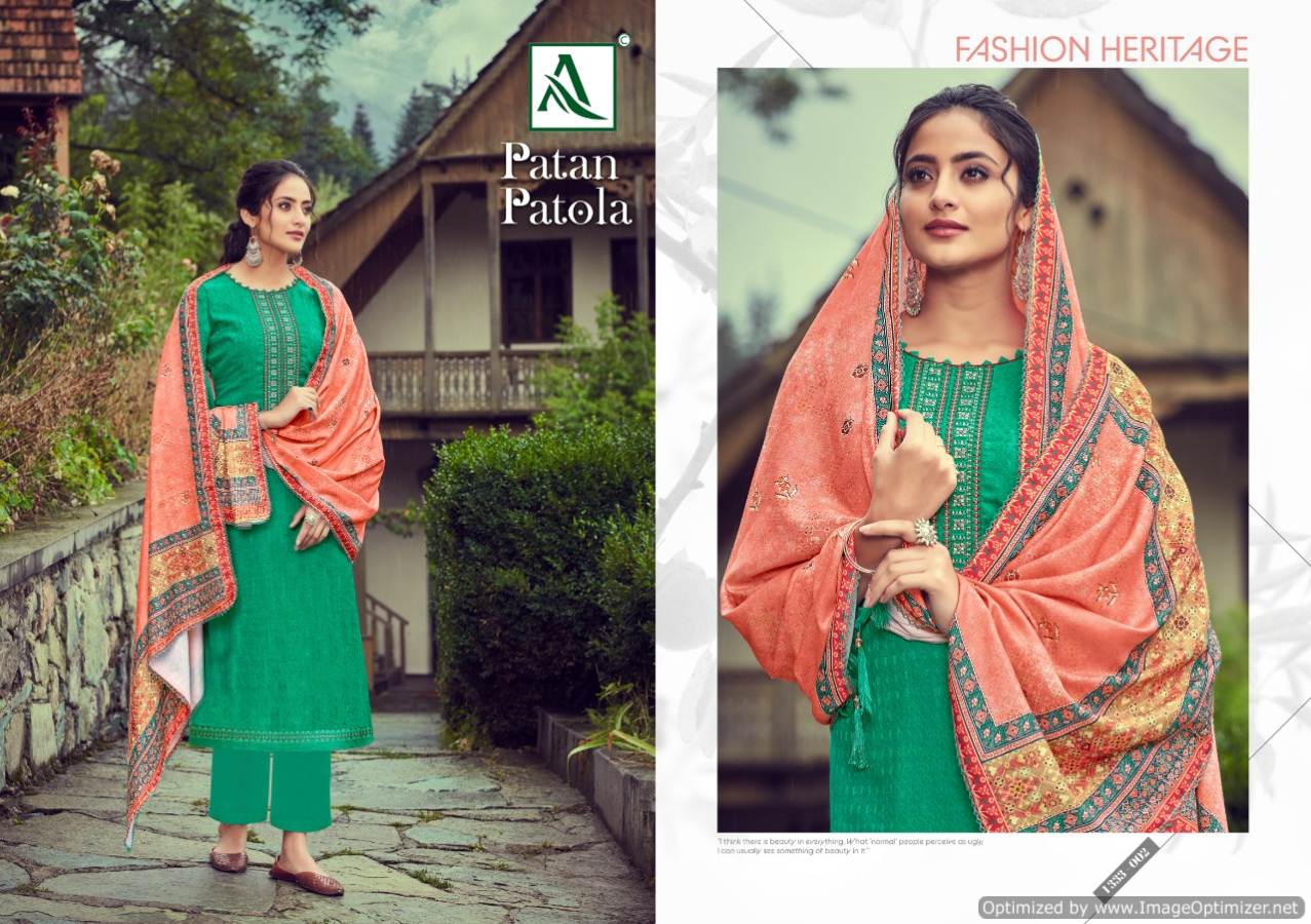 Alok By Patan Patola Pure Wool Pashmina Designer Dress Material Collection.