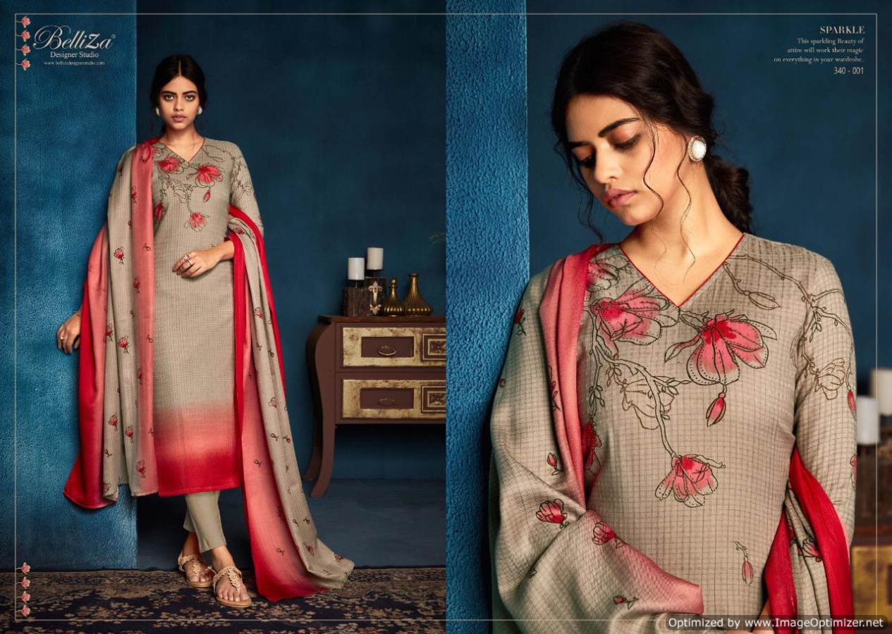 Belliza Present Sparkle Pure Pashmina Digital Printed Dress Material Catalogue