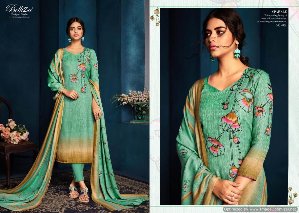 Belliza Present Sparkle Pure Pashmina Digital Printed Dress Material Catalogue