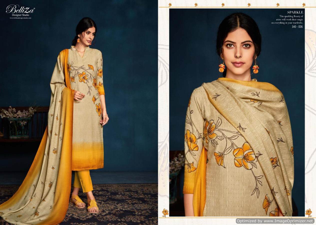 Belliza Present Sparkle Pure Pashmina Digital Printed Dress Material Catalogue